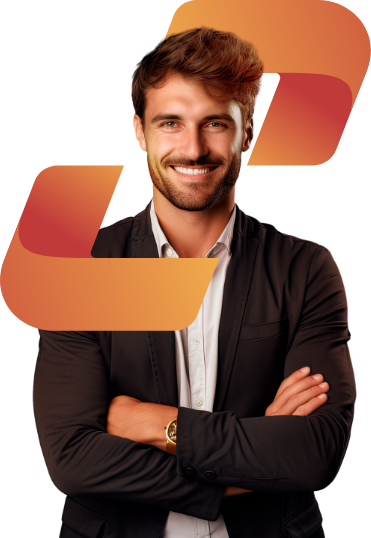 Empresário de sucesso envolto na logomarca da Humanizza